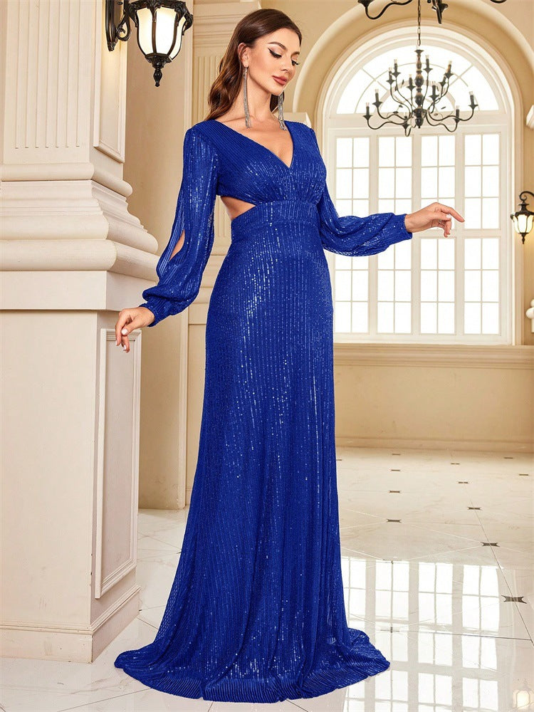 sequin gown with cutout sleeves – ALLURE