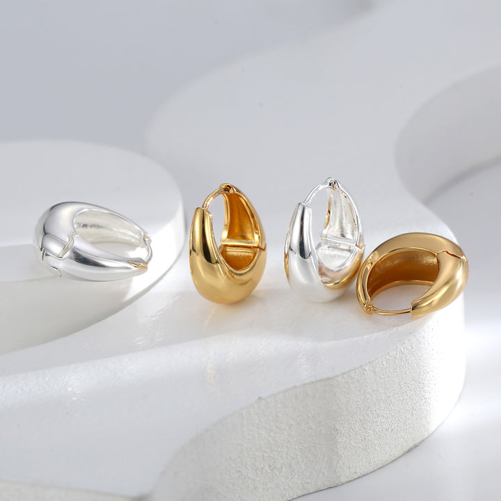 Boucles d'oreilles en forme de goutte en or et argent poli - Awama 