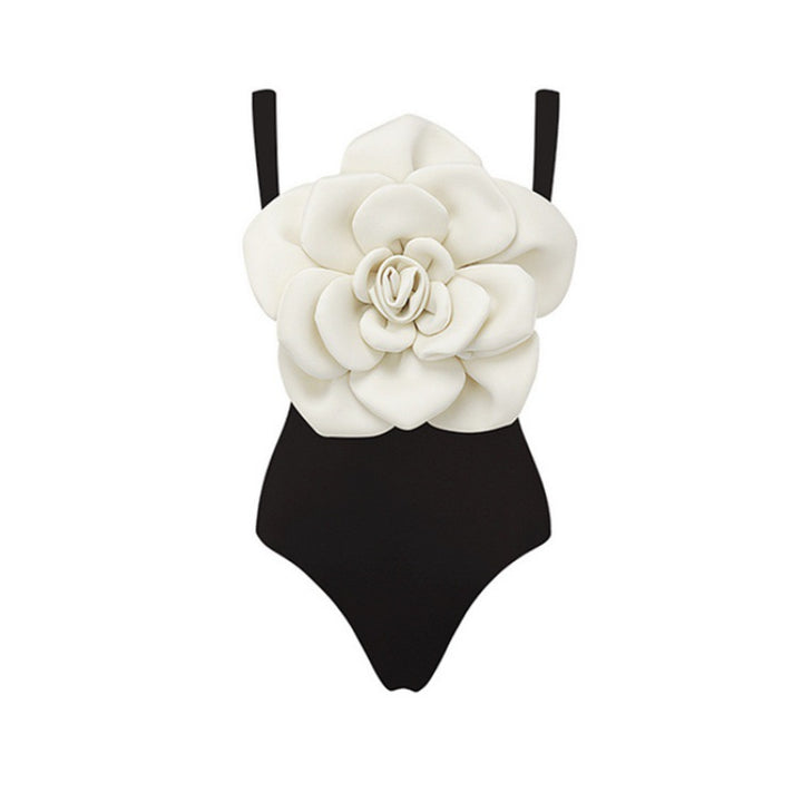 sleeveless 3D floral bodysuit with asymmetric ruffle maxi skirt – NOIR