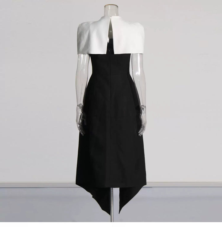 Asymmetric Halter Midi Dress - Eclipse