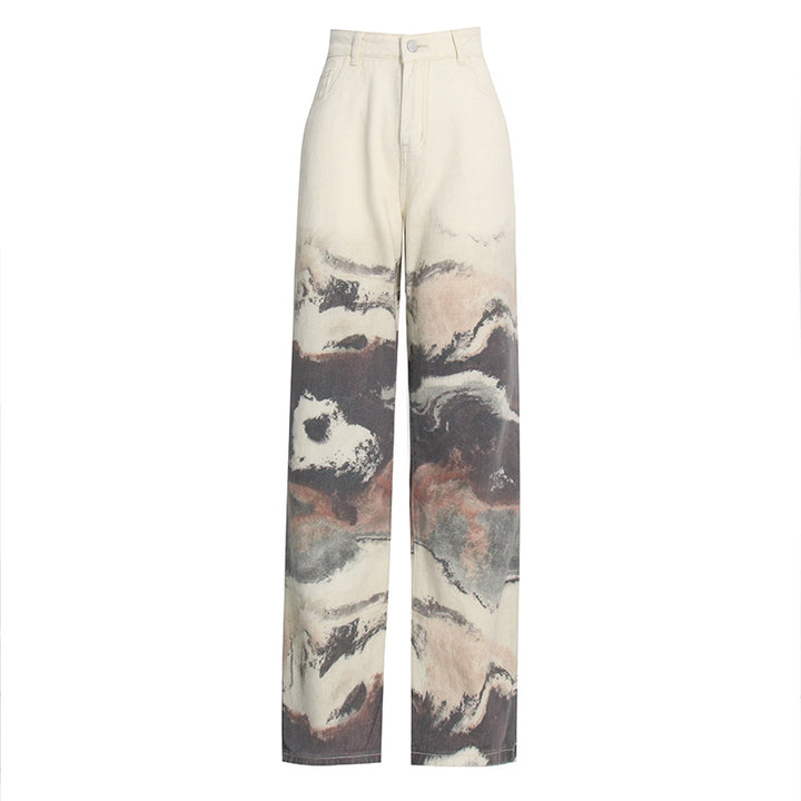 high-waisted wide-leg printed pants – MARBLE