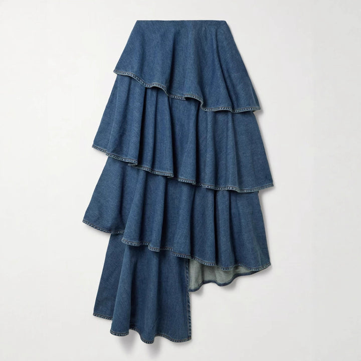 tiered denim shirt and ruffle skirt set – ALESSA