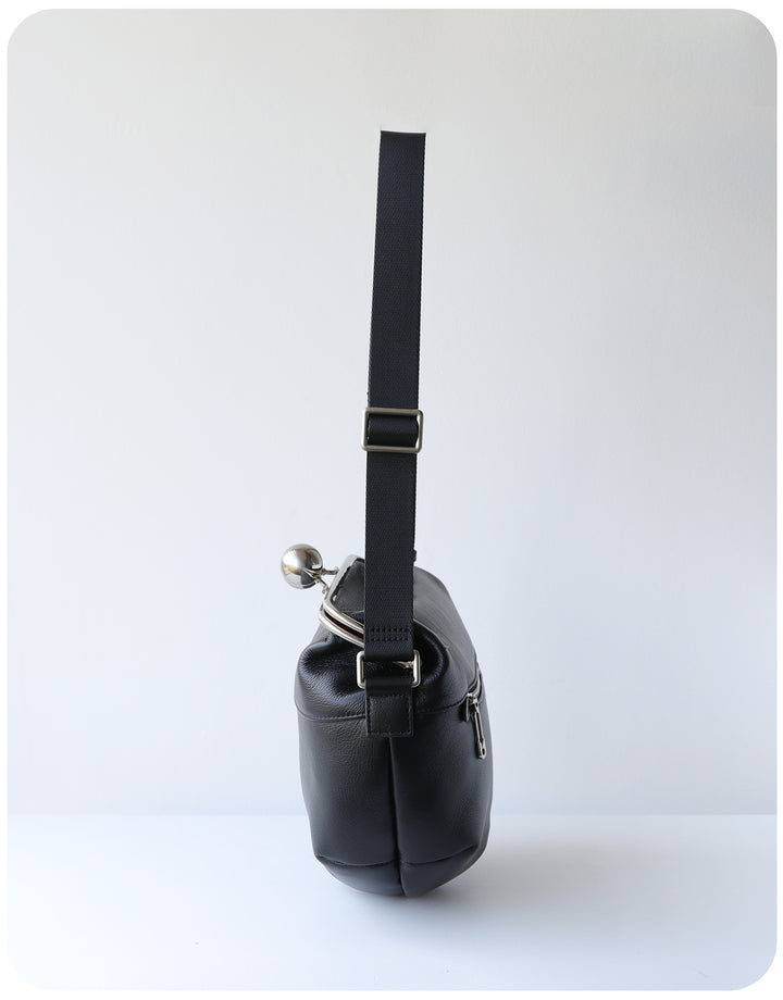 mini leather crossbody bag with metal frame clasp – YOUSF
