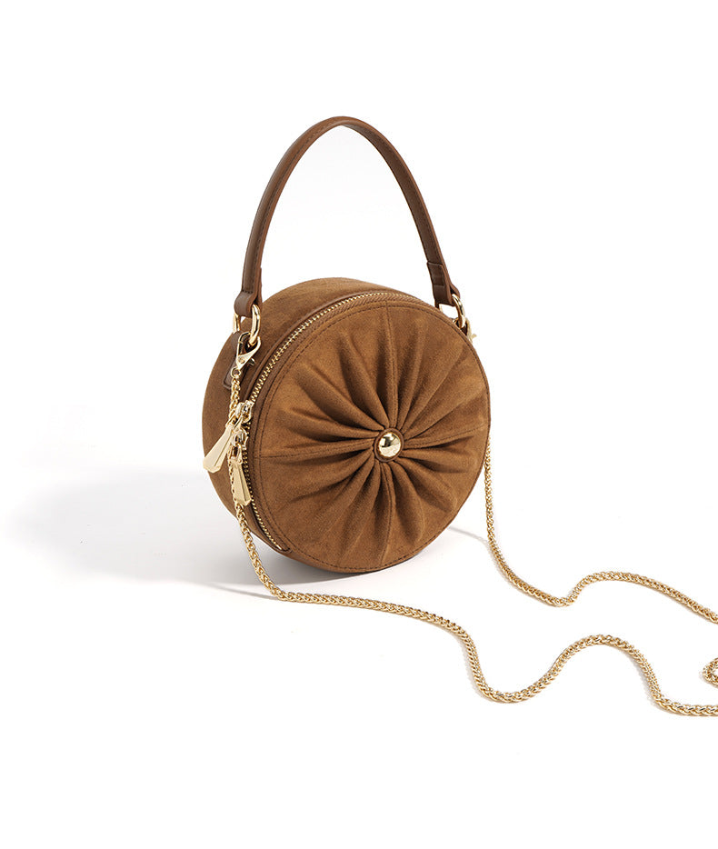 round ruched suede bag with top handle - MAVIA