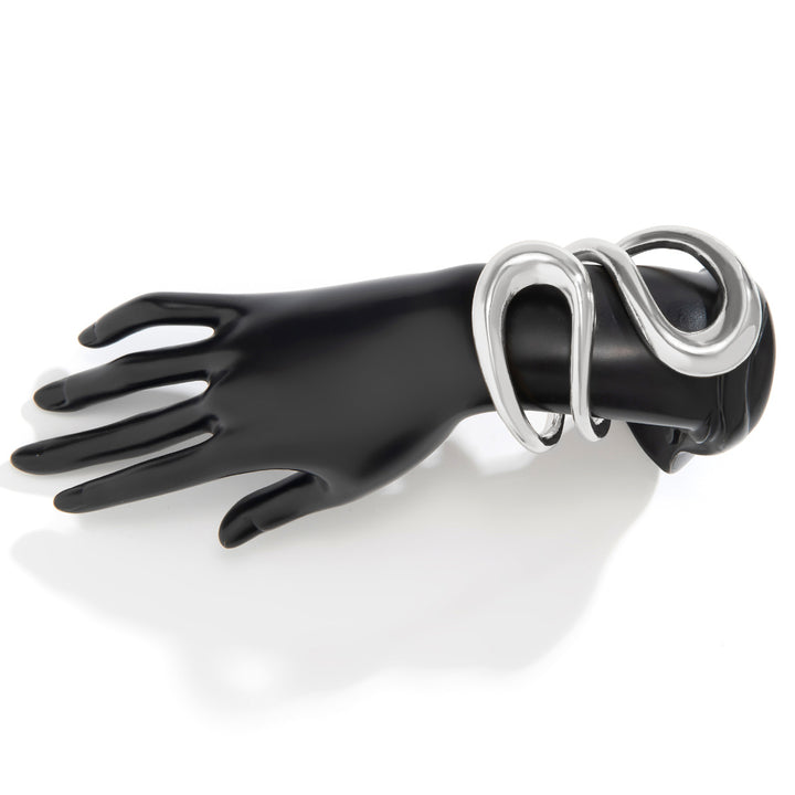 Abstract wave-shaped open cuff bracelet with polished finish – Akjy
