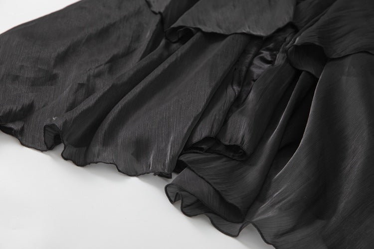 velvet and organza layered gown with plunge neckline – NOLSI