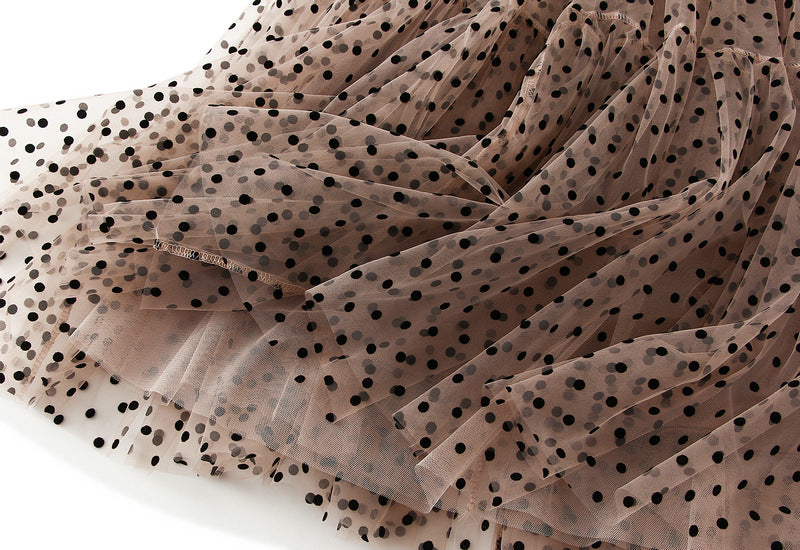 tiered polka-dot tulle midi skirt – DOTTI