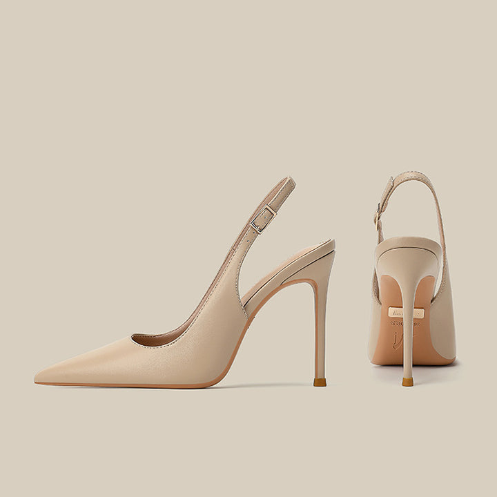 Pointed-Toe Leather Slingback Pumps – CAMILLE