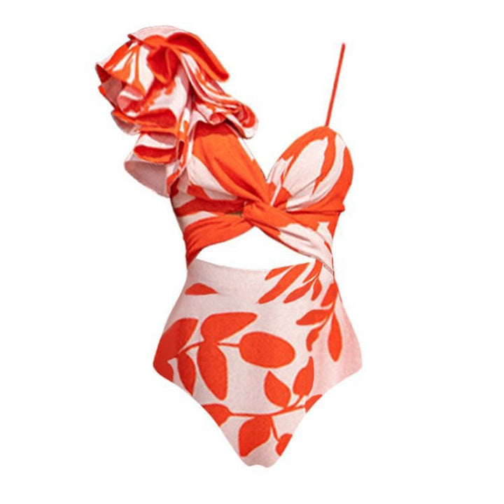 floral cut-out one-piece with maxi skirt – CORAL