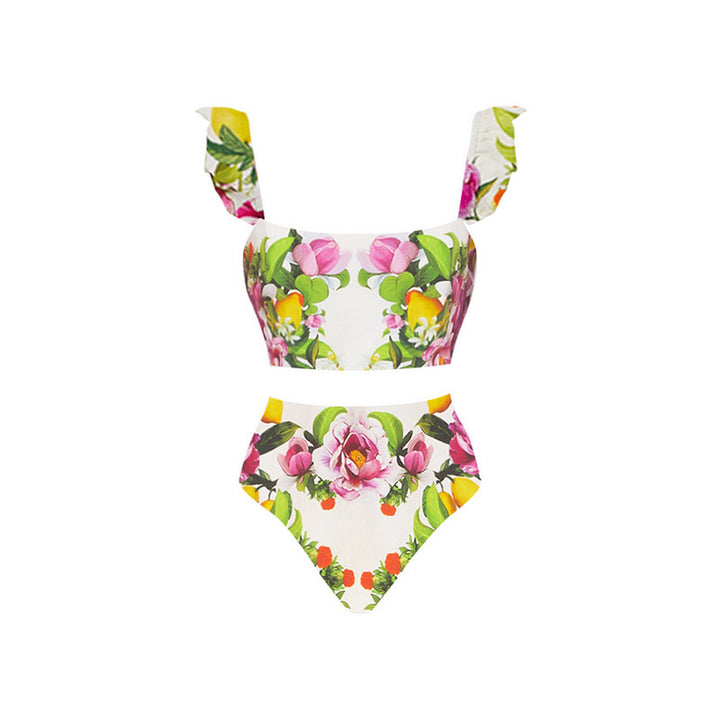 floral citrus bikini set with flowy maxi skirt – LEMON