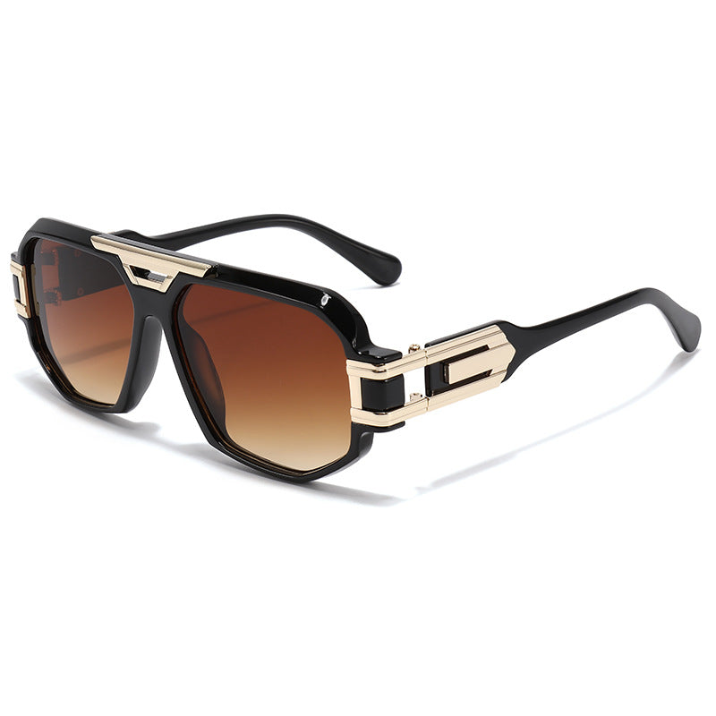 oversized square sunglasses with bold metal temples – NOXA