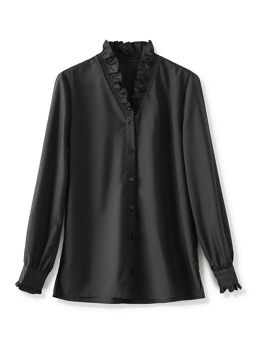 فستان بغطاء بأكمام ثلاثة أرباع مع طية صدر مزينة بالترتر وزخرفة زهرية - ألينا 