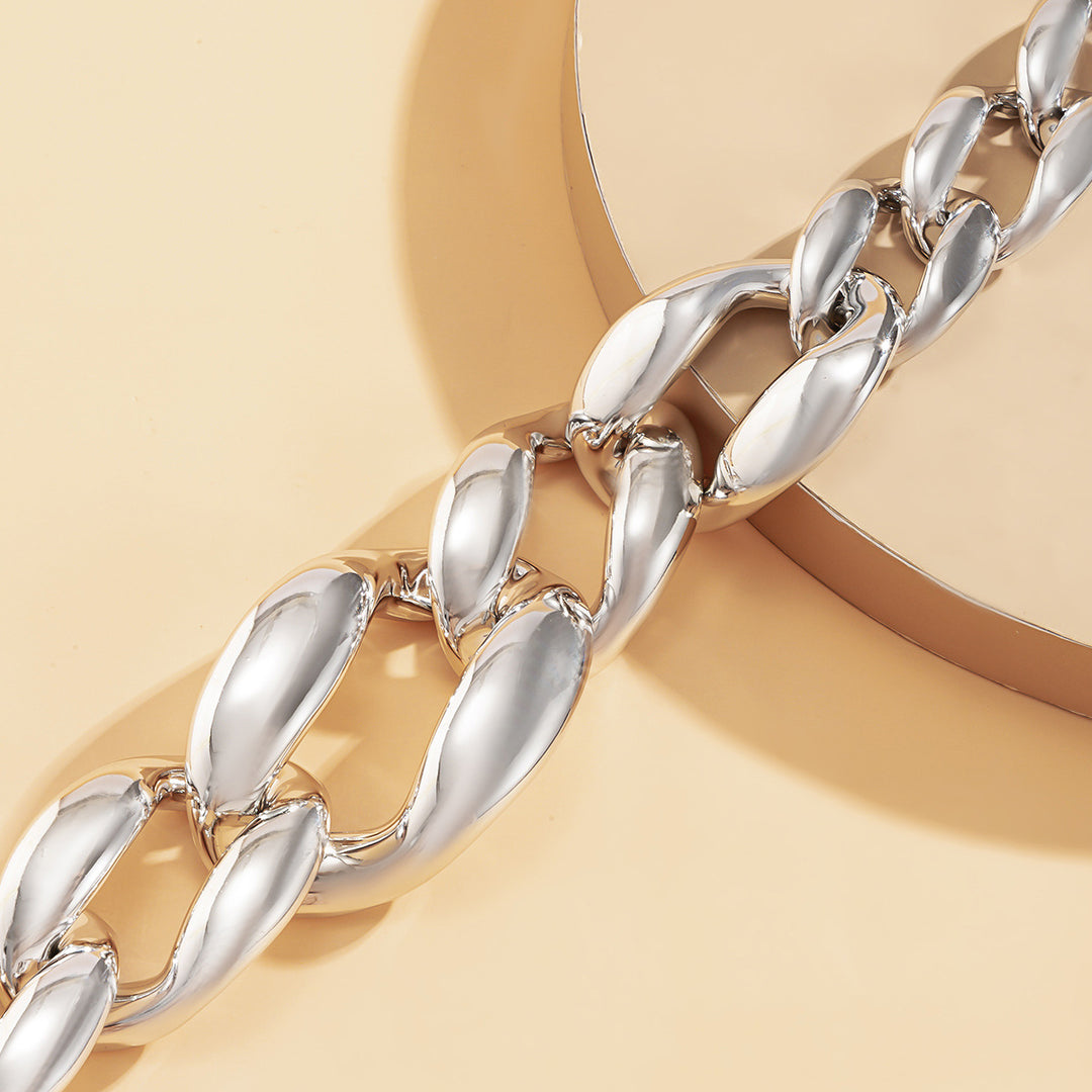 Chunky marquise-link chain necklace with glossy finish - Lindu