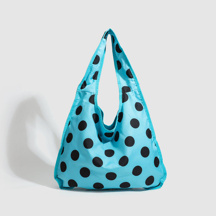 Blue Polka Dot Shoulder Tote Bag - Casual