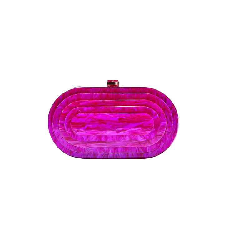 layered oval resin clutch in jade green – EMERALDA