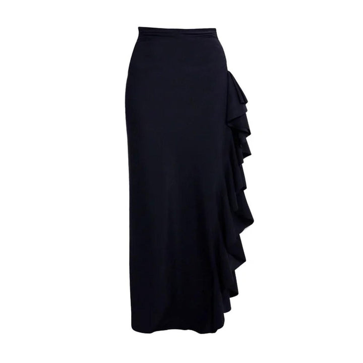 deep plunge swimsuit with sheer panel and ruffle maxi skirt – SILHOUETTE
