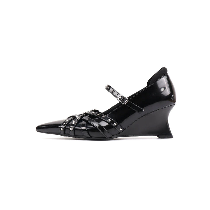 Studded Strappy Wedge Heels - Modern
