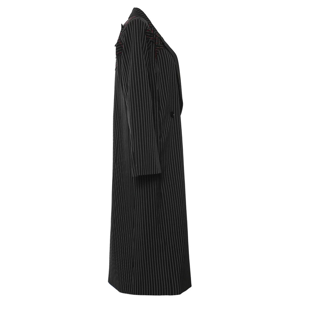 Black Pinstripe Embroidered Blazer Dress – Authority