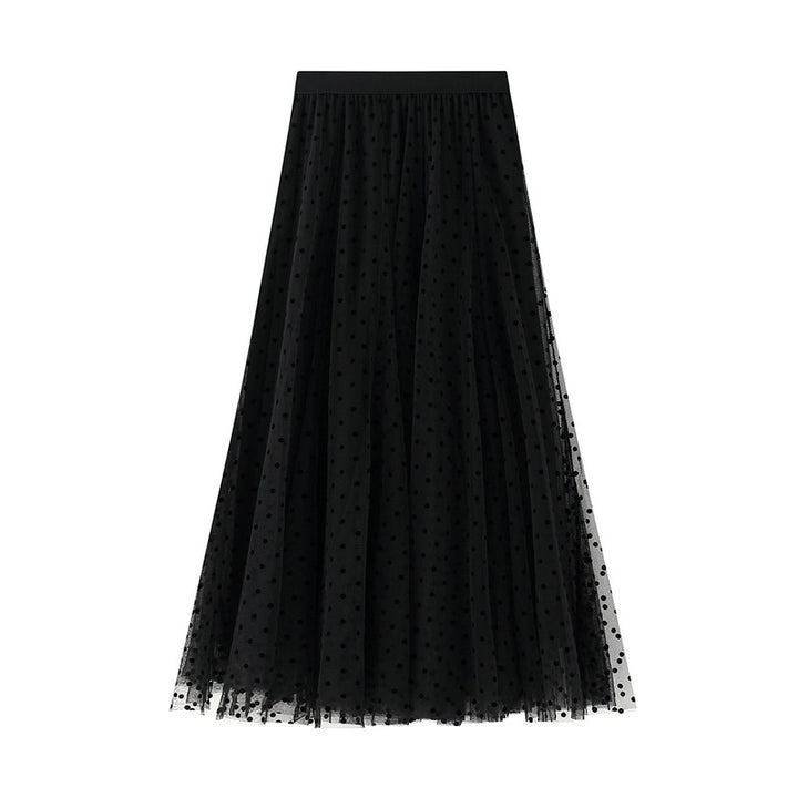 Polka Dot Mesh Maxi Skirt with Elastic Waist – LUMINA
