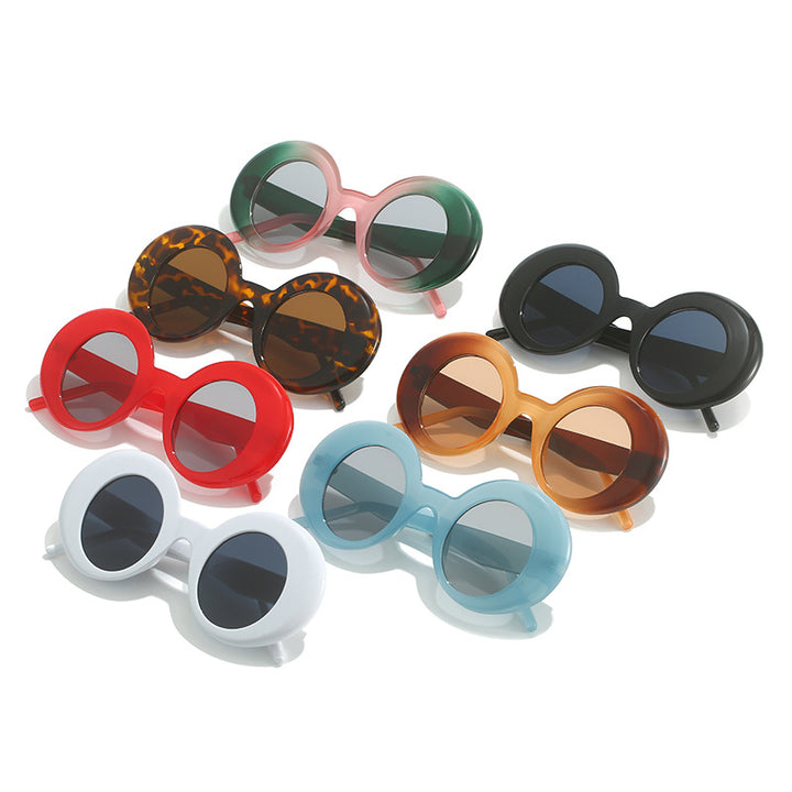 round-frame oversized sunglasses with glossy finish - KIKI