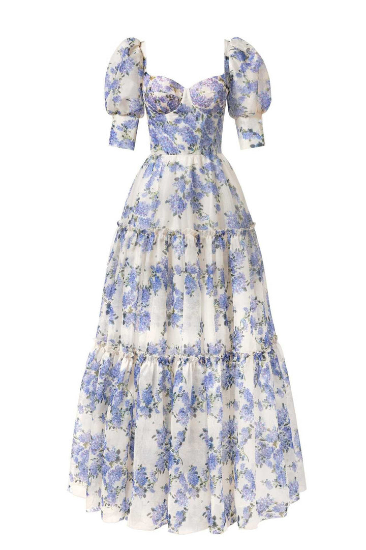Off-Shoulder Floral Organza Maxi Dress - FLORÉA