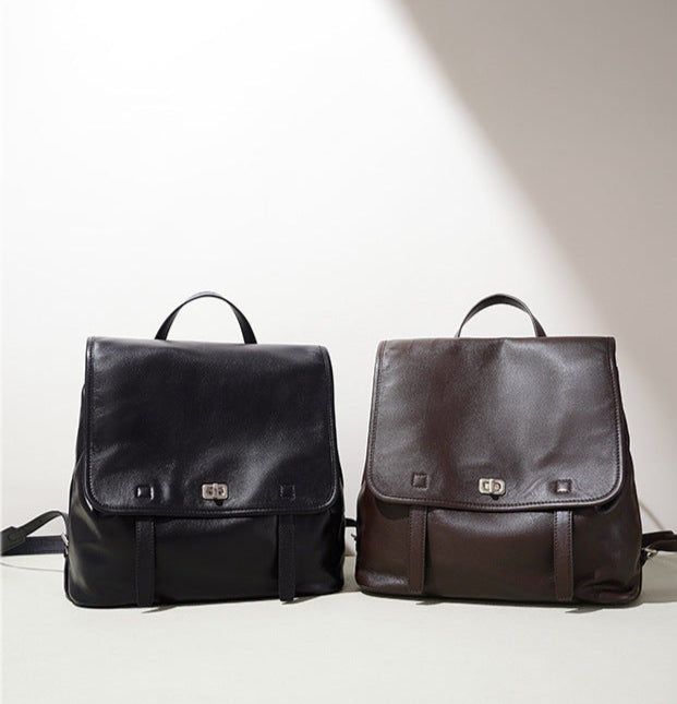 classic leather backpack with flap closure – ARDENAV