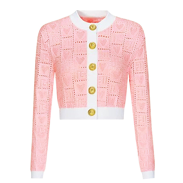 three-piece crochet knit set with contrast trim – LARISSAP