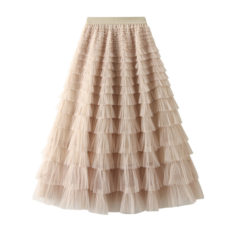 Multi-layered midi skirt with elastic waistband - Sidvu