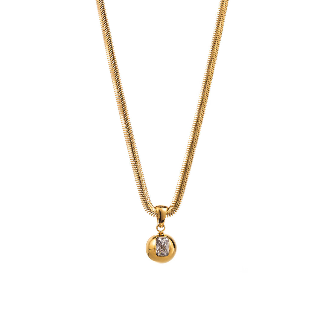 bold chain necklace with gemstone charm pendant - OVALIS