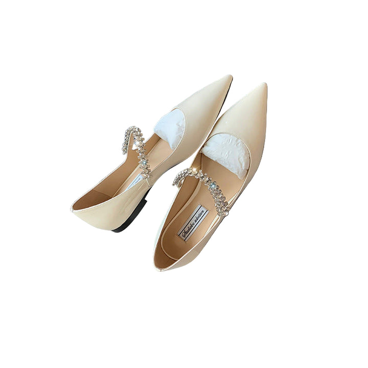 pointed toe flats with crystal strap - VERACI