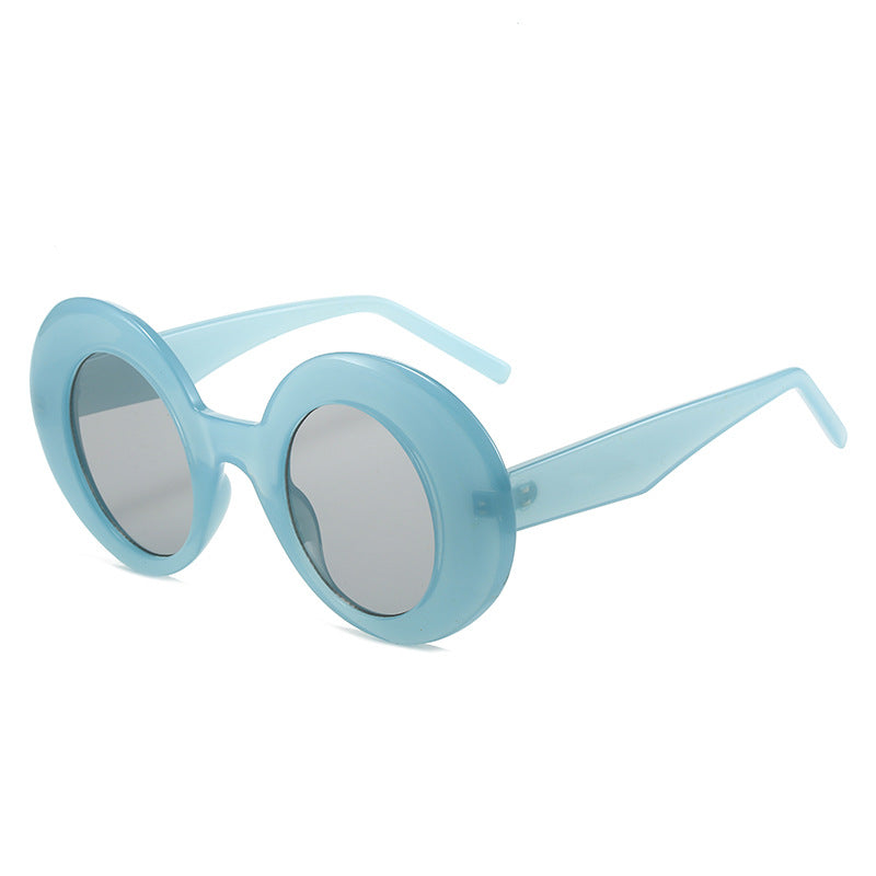 round-frame oversized sunglasses with glossy finish - KIKI