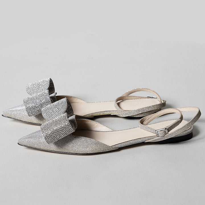 pointed-toe slingback flats with crystal bow – GASELLA