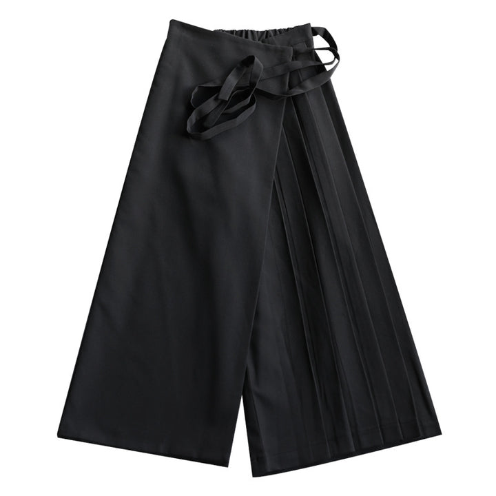 pleated wrap wide-leg pants with tie waist – NOIRIS