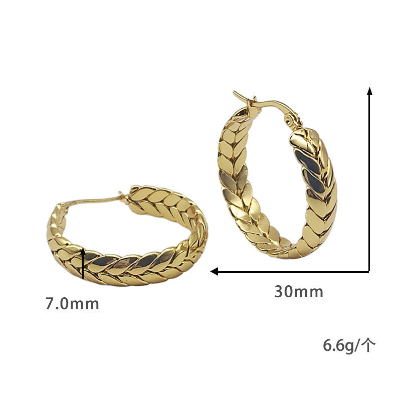 أقراط ذهبية مضفرة على شكل حلقة - سينيا