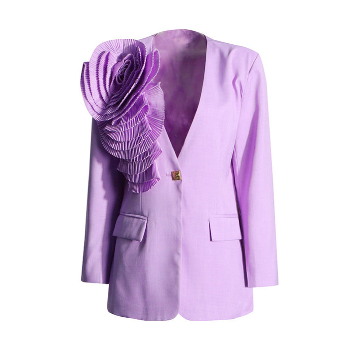 tailored blazer with oversized floral appliqué – LIME