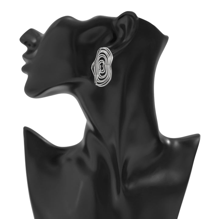 Spiral wire oval earrings in metallic finish - Noliz