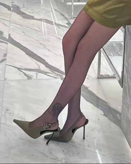 slingback stiletto pumps with tortoiseshell buckle – VERAPKI