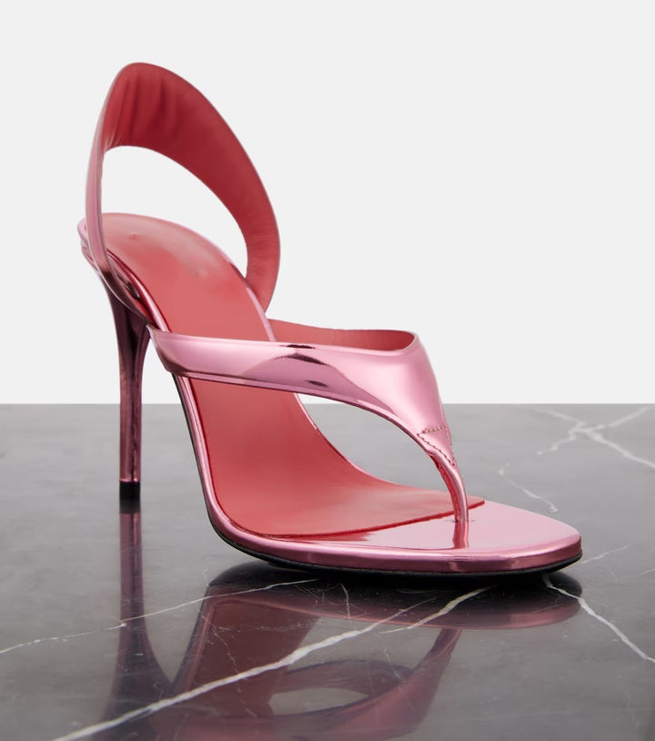 metallic gold thong-strap high heels – AURORA