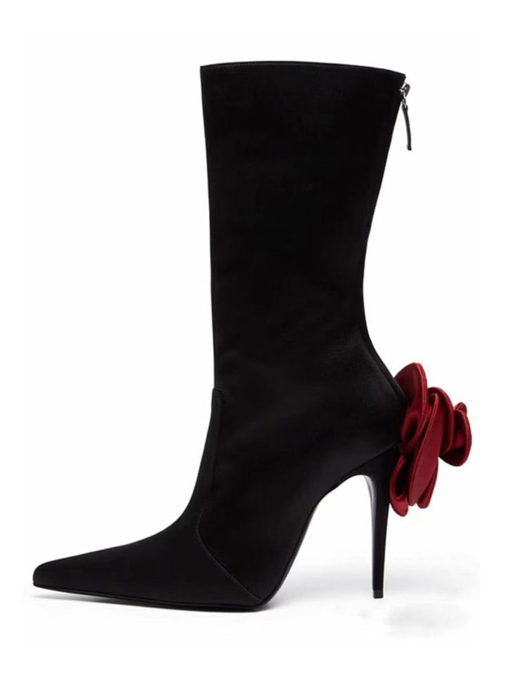 pointed-toe stiletto boots with floral back detail - Effie