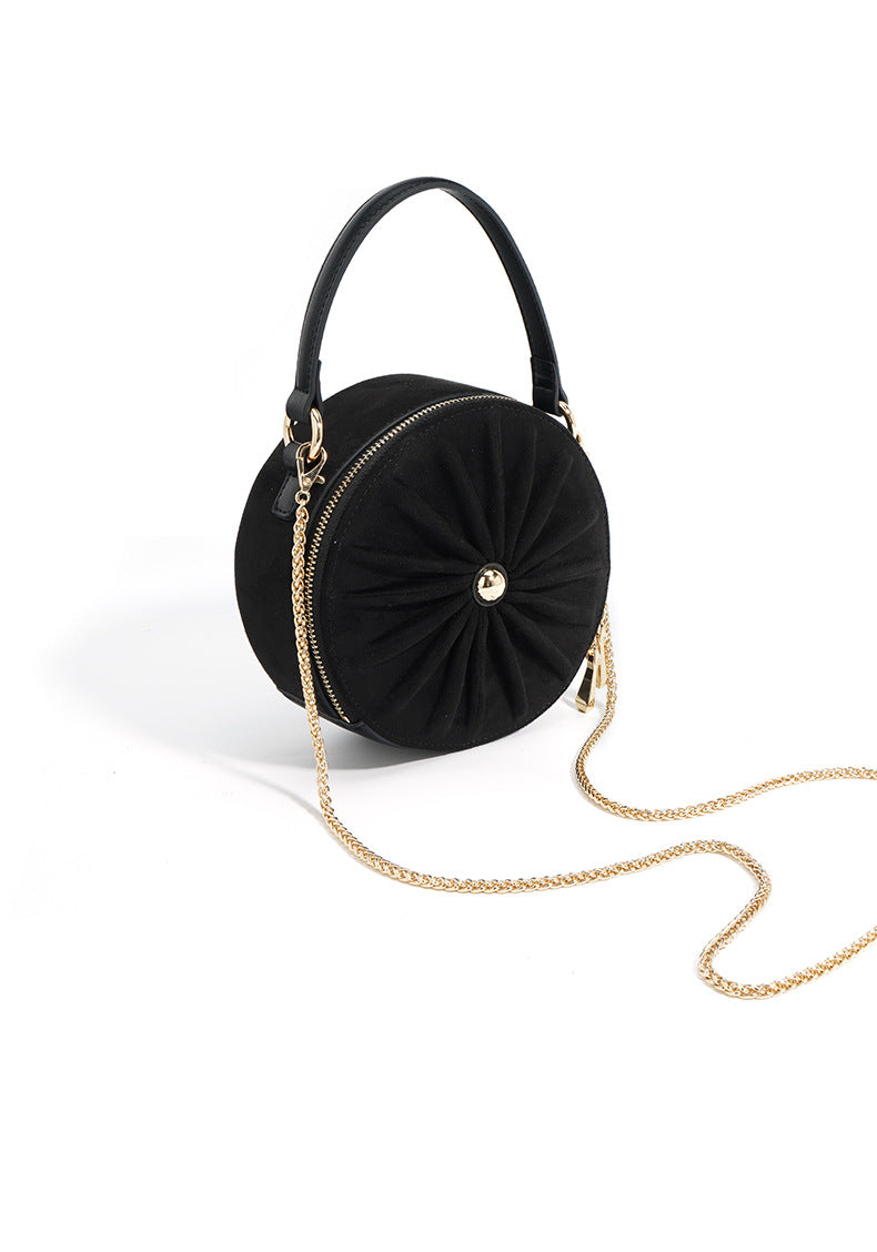 round ruched suede bag with top handle - MAVIA
