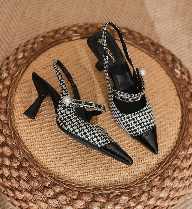 slingback pumps with chain and pearl detail - AURATPA