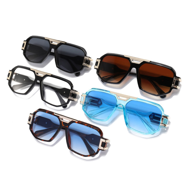 oversized square sunglasses with bold metal temples – NOXA