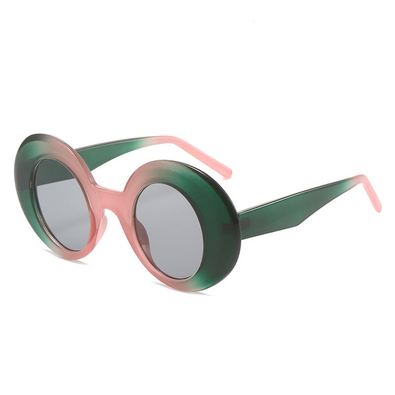 round-frame oversized sunglasses with glossy finish - KIKI