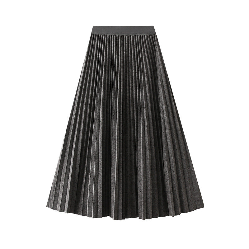 Pleated Midi Skirt with Elastic Waist – PLEAT