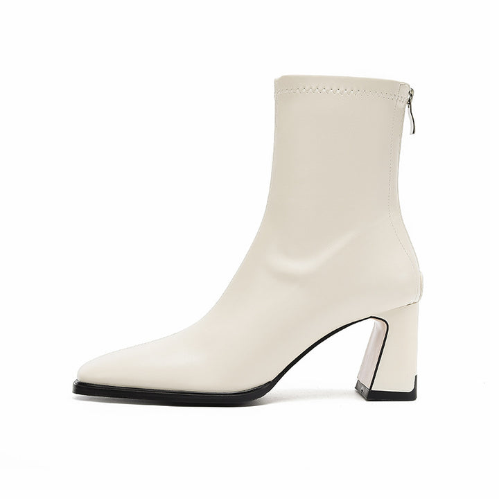 pointed-toe ankle boots with block heel – AURACIV