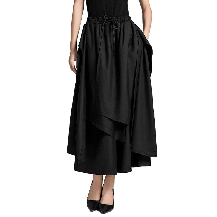 layered wrap midi skirt with drawstring waist – KARIM
