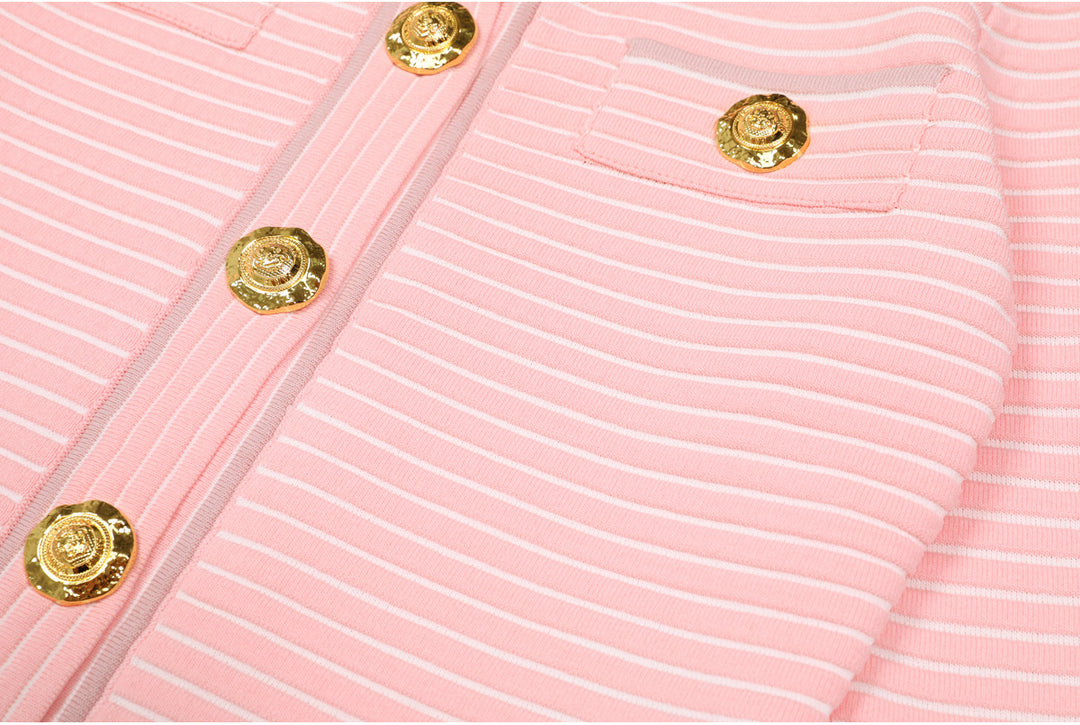 striped knit jacket with gold buttons – AURELIADI