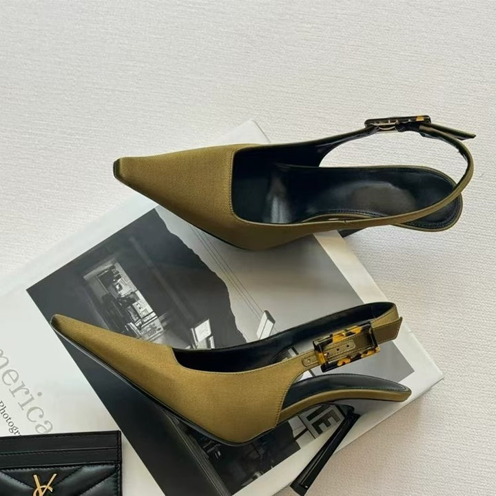 slingback stiletto pumps with tortoiseshell buckle – VERAPKI