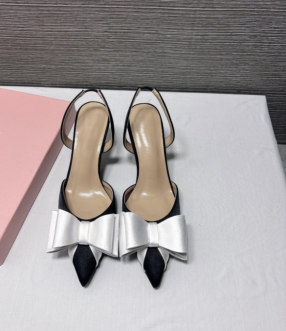 Slingback pointed-toe heels with bow detail - Fotji