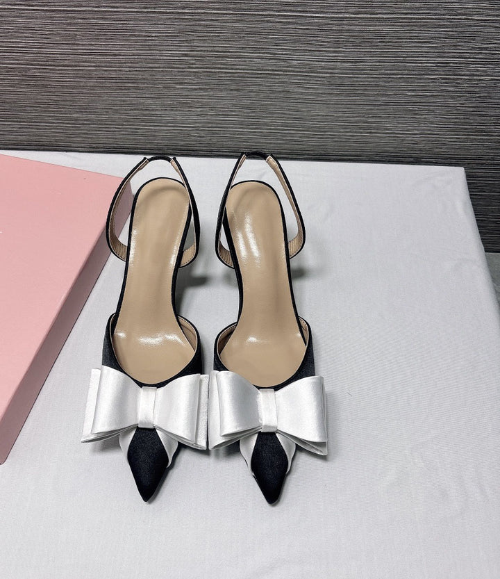 Slingback pointed-toe heels with bow detail - Fotji